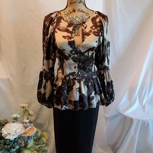 Moda silk peplum blouse size small